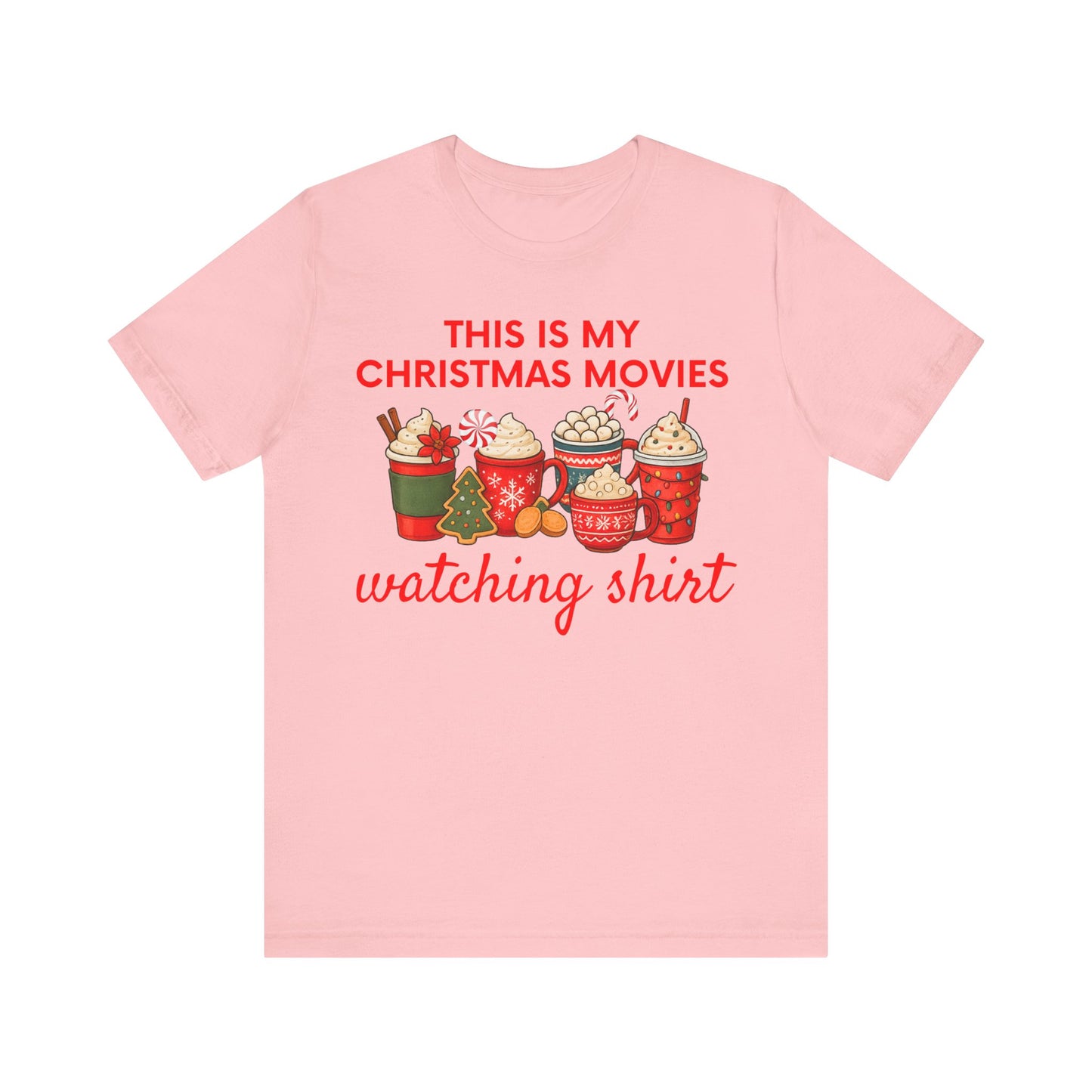 christmas movie tee, hot cocoa t shirt, hallmark fan shirt, xmas pj top tee, cozy holiday shirt, cute holiday tee, comfy winter shirt, festive movie tee, cocoa mug graphic, santa night shirt, merry xmas shirt, peppermint shirt, red holiday shirt, womens xmas tee, movie night shirt, holiday tee gift, unisex xmas shirt1