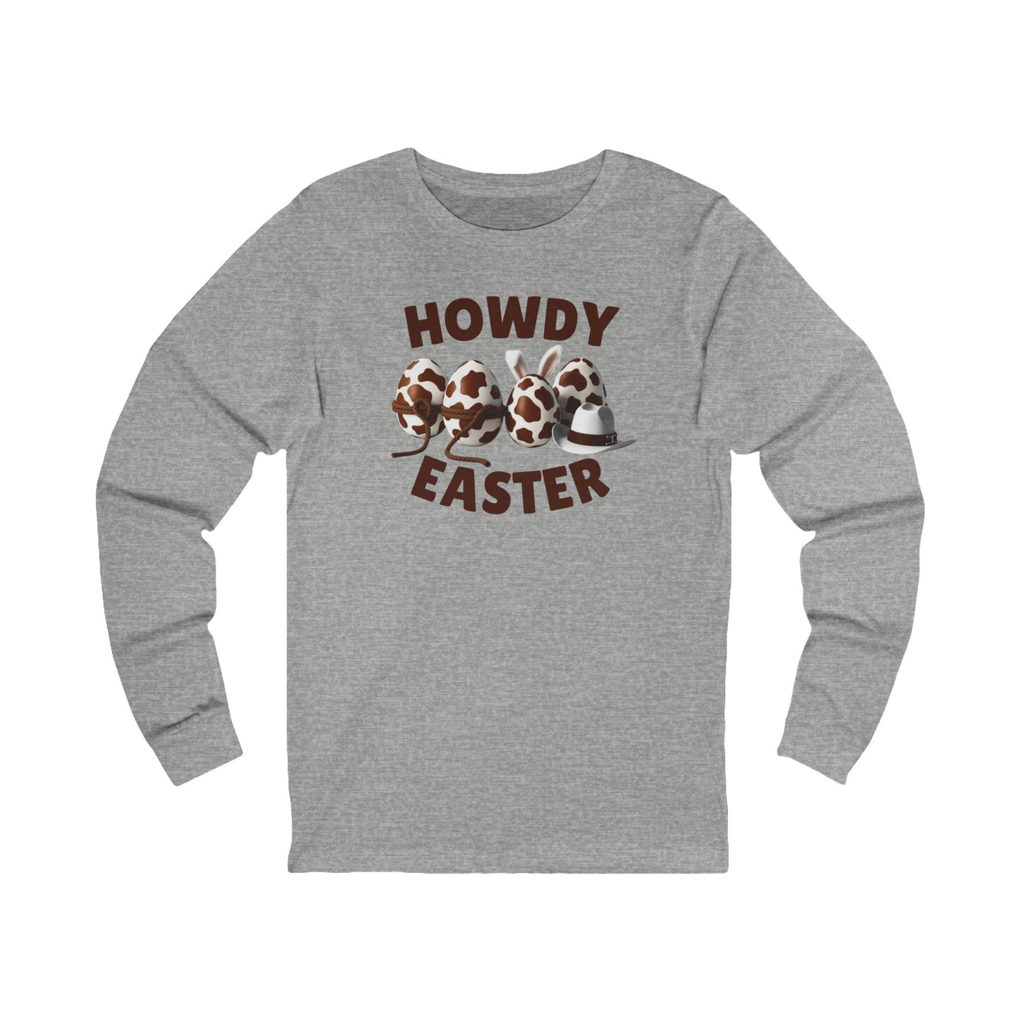 Western Easter shirt, Howdy Easter tee, country Easter outfit, rodeo long sleeve shirt, Bella+Canvas Easter shirt, cowgirl holiday tee, rustic Easter graphic, soft cotton long sleeve, country spring fashion, cowboy bunny shirt, Western-themed Easter, cute rodeo apparel, Easter egg hunt shirt, country life clothing, Easter brunch outfit, ranch lifestyle tee, Southern style long sleeve, cowboy hat bunny shirt, funny Easter rodeo shirt, unisex holiday graphic tee