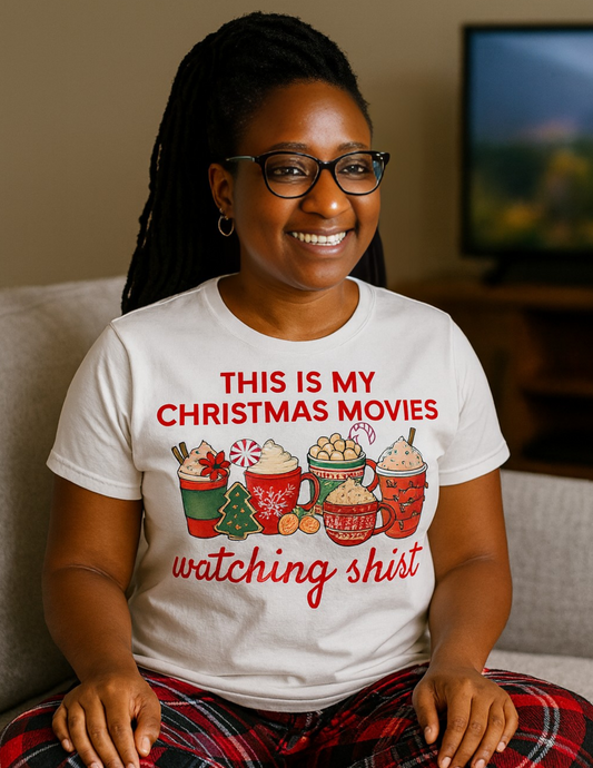 Christmas Movie Shirt – Hot Cocoa Graphic Tee | Holiday Shirt for Women, Hallmark Movie Watching, Comfy Christmas Pajama Top