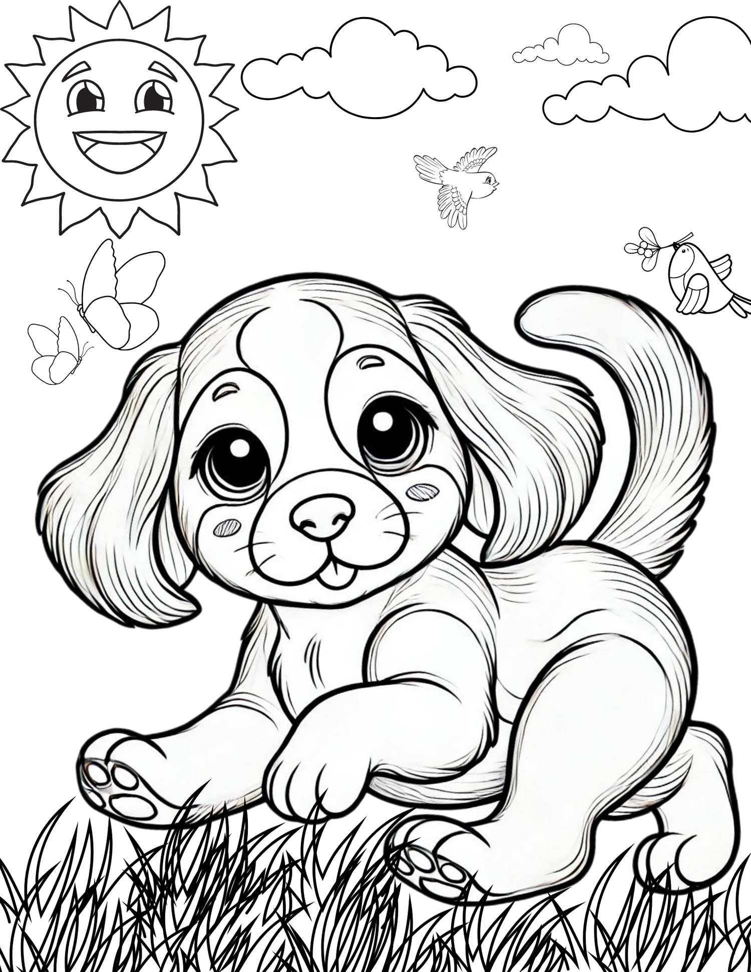 6 dogs coloring sheets