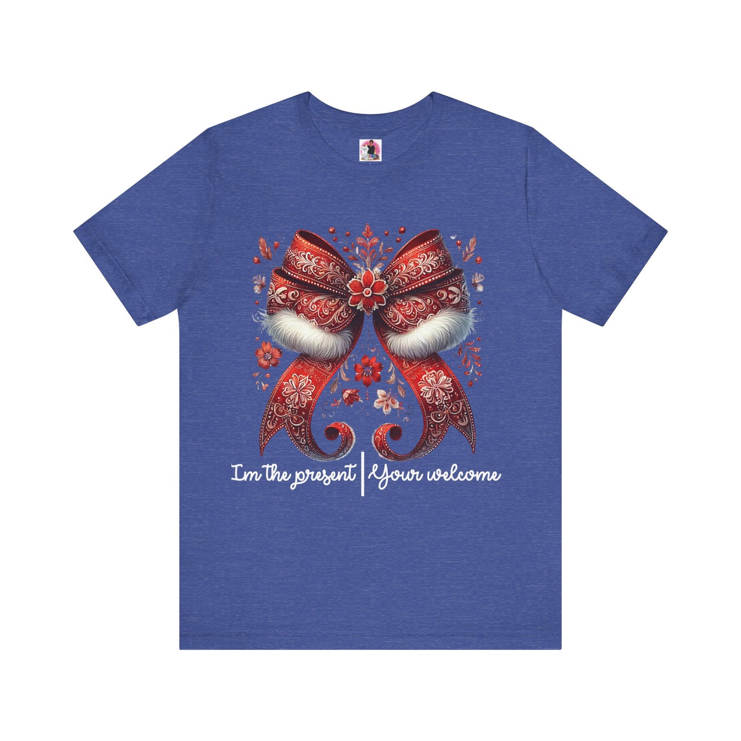 Festive Floral Bow Unisex Jersey Tee - Perfect for Holidays & Celebrations