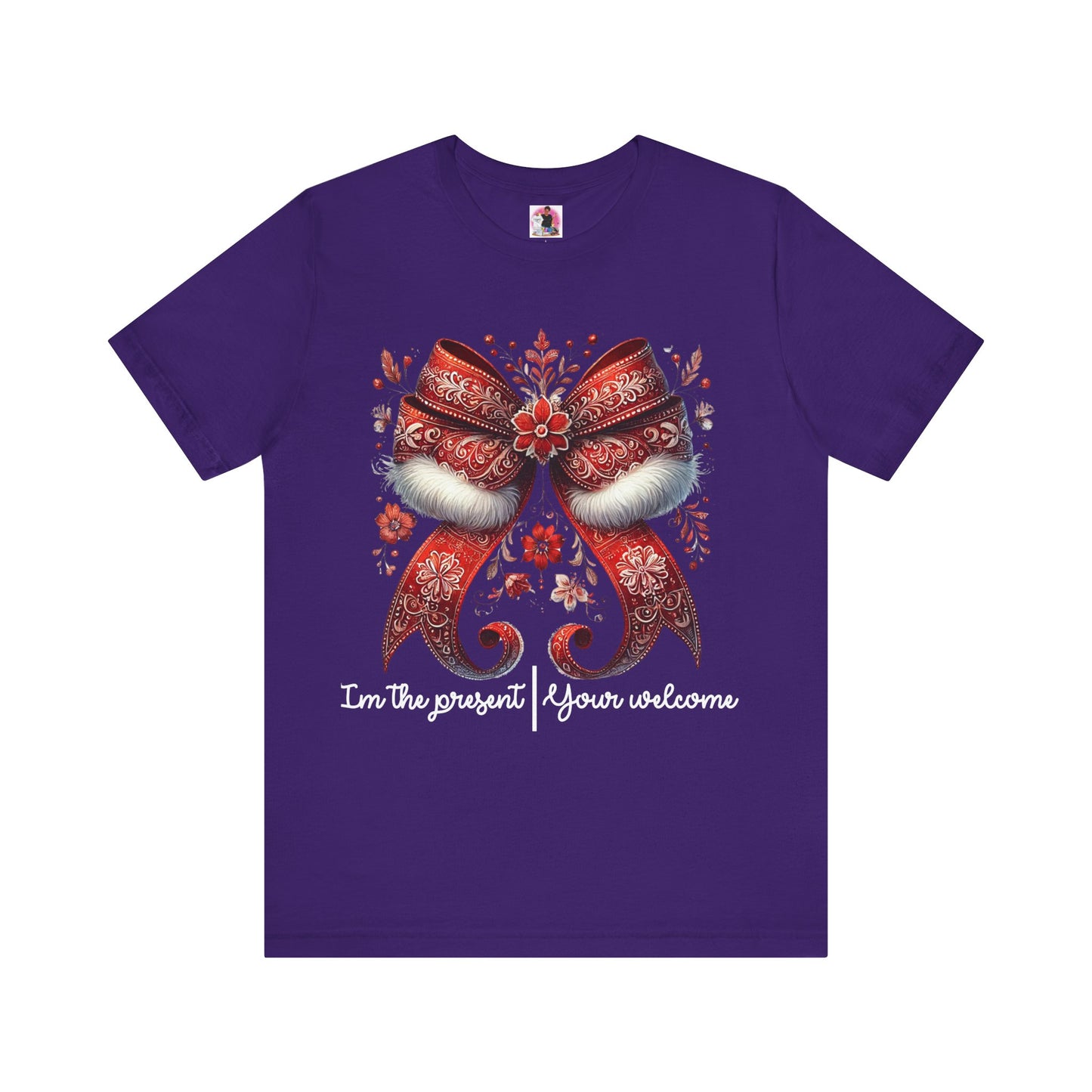 Festive Floral Bow Unisex Jersey Tee - Perfect for Holidays & Celebrations