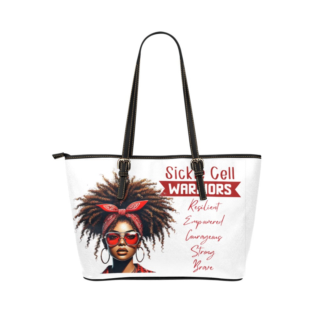 my Sickle cell Awareness small bag Leather Tote Bag/Small (Model 1651)