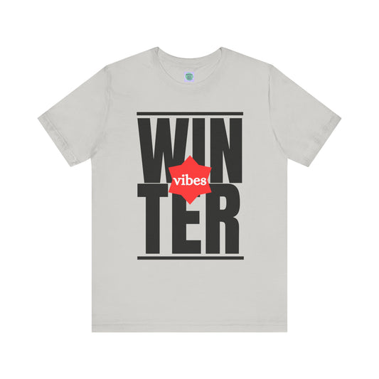 Winter Vibes Jersey Tee - Cool and Cozy Short Sleeve Shirt