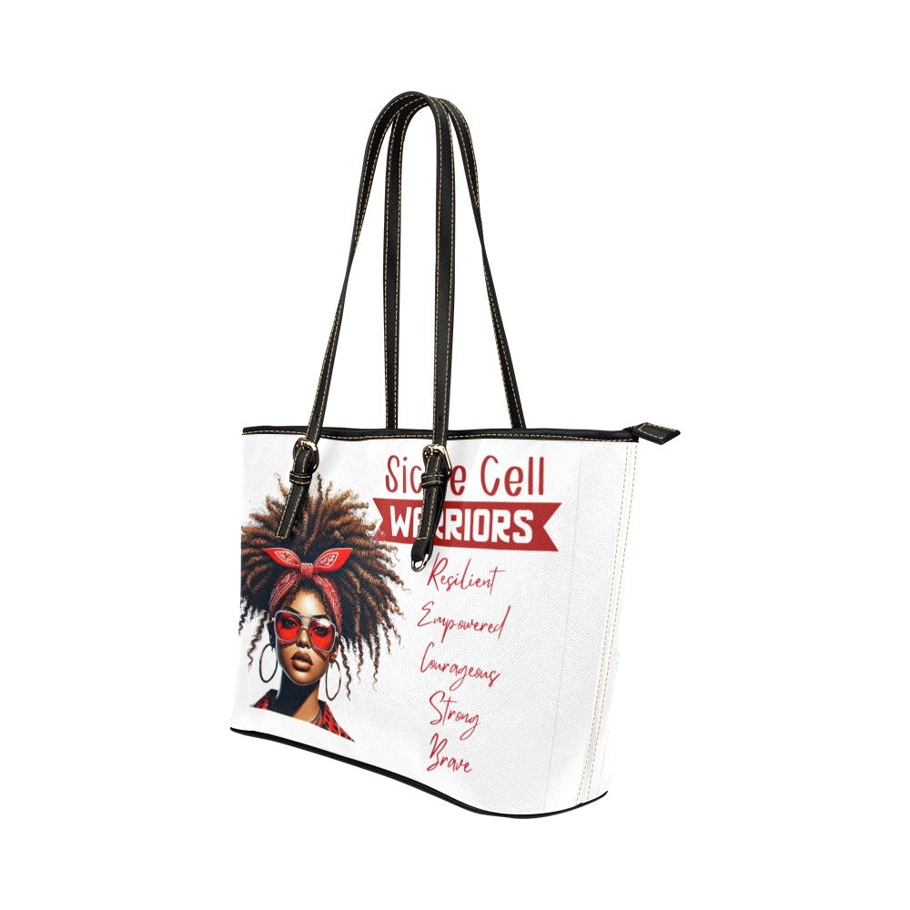 my Sickle cell Awareness small bag Leather Tote Bag/Small (Model 1651)