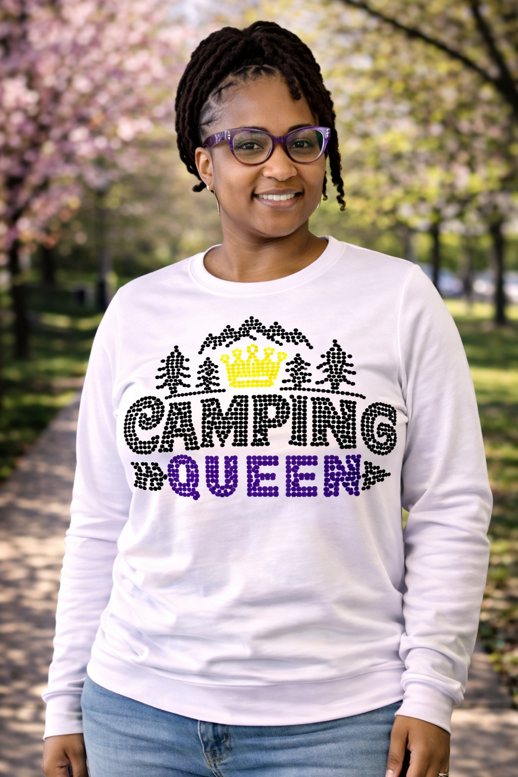 Rhinestone Camping Queen SVG Template, Ready to Cut Bling Design, Cricut Rhinestone File, T-Shirt Business SVG, Instant Download