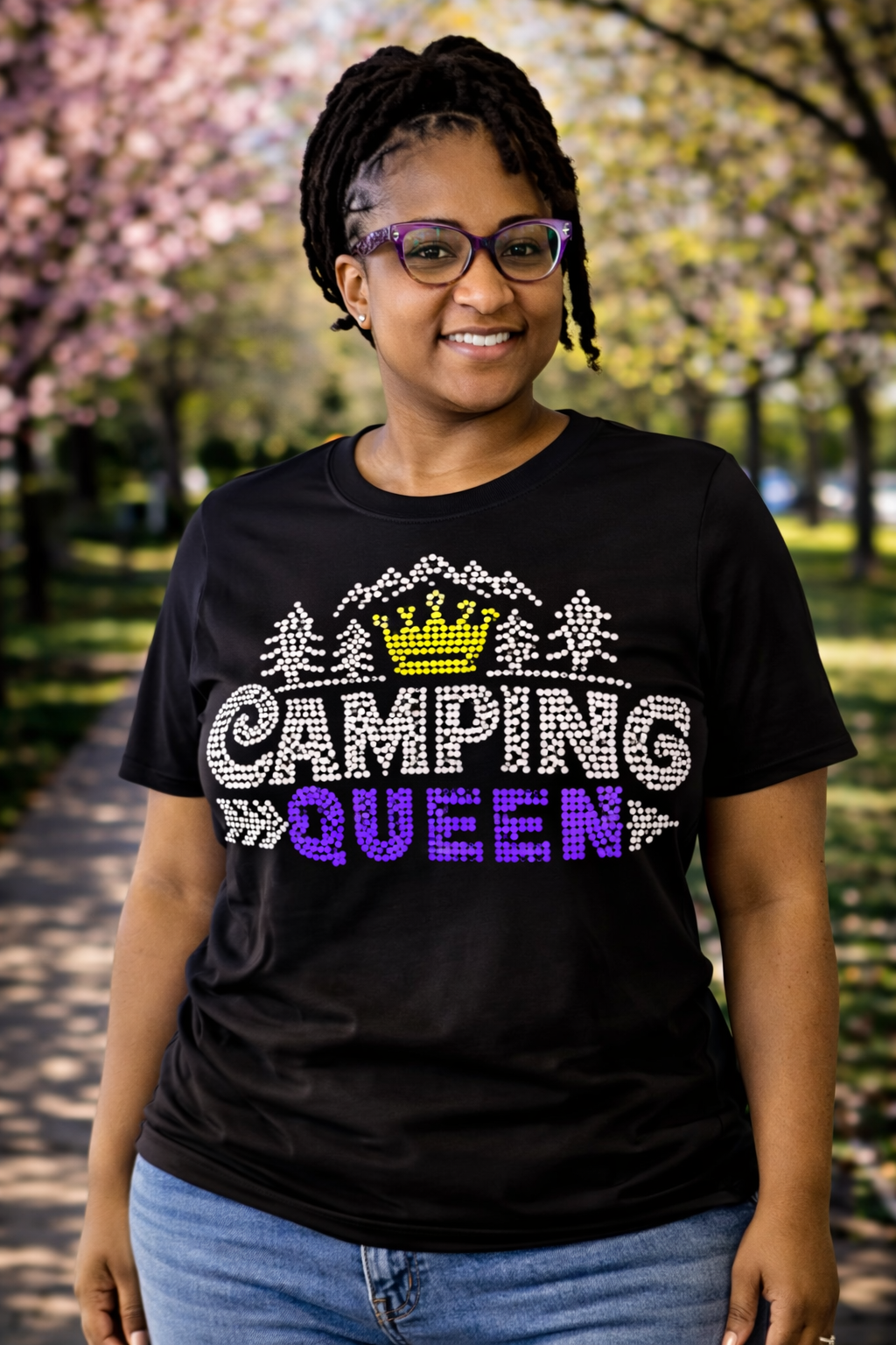 Rhinestone Camping Queen SVG Template, Ready to Cut Bling Design, Cricut Rhinestone File, T-Shirt Business SVG, Instant Download