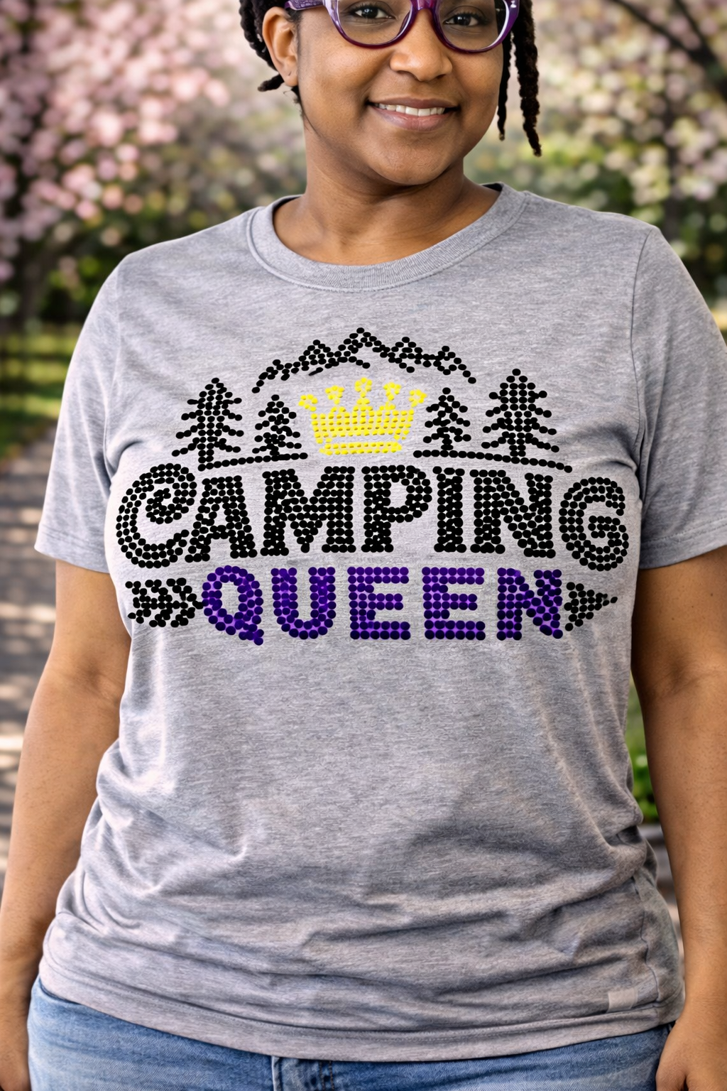 Rhinestone Camping Queen SVG Template, Ready to Cut Bling Design, Cricut Rhinestone File, T-Shirt Business SVG, Instant Download
