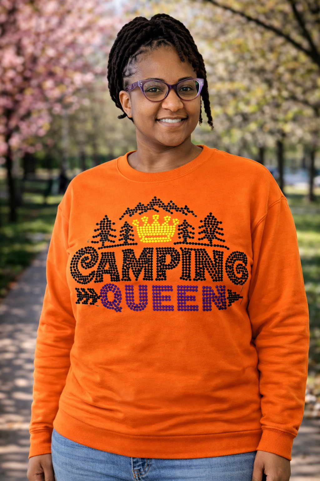 Rhinestone Camping Queen SVG Template, Ready to Cut Bling Design, Cricut Rhinestone File, T-Shirt Business SVG, Instant Download