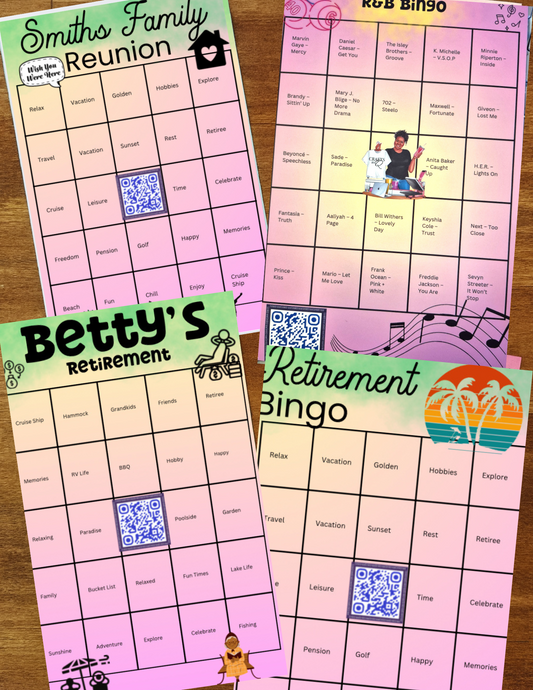 custom bingo game, personalized bingo cards, luxury bingo game set, bridal shower bingo game, retirement party bingo, birthday party bingo game, baby shower bingo set, custom party games, printable bingo cards, personalized bingo set, themed bingo game, event party bingo, premium bingo game, customized game cards, family reunion bingo, wedding shower bingo, milestone birthday game, keepsake party games, custom entertainment set, bingo game for special events