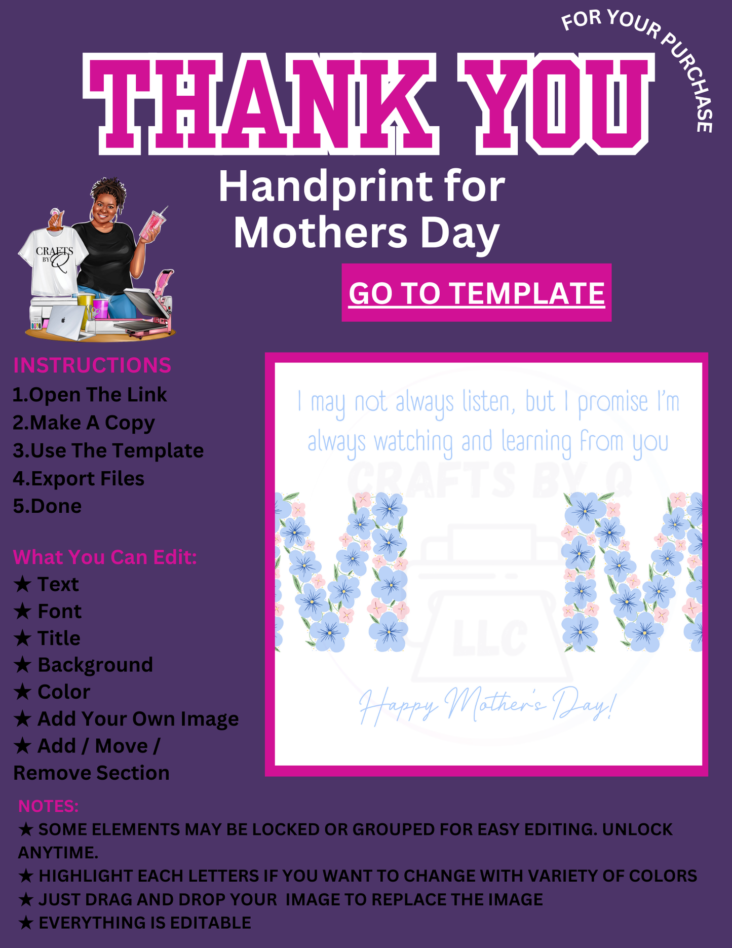 Printable Mother’s Day Gift – Elegant Floral Design – 10 Ready-to-Print File